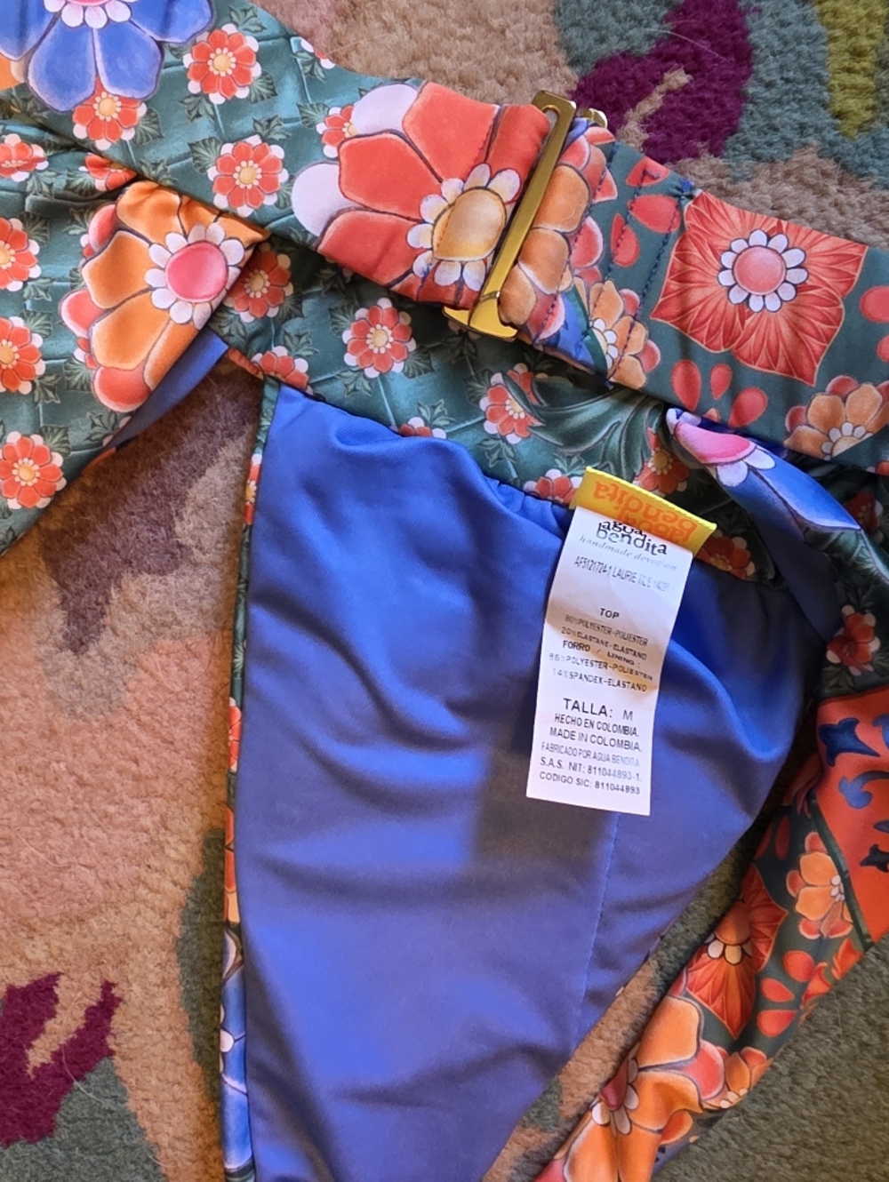 Agua Bendita Glenda Tile Shoulder Tie Bikini Top Laurie - Picture 5 of 5